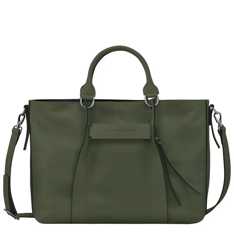 Longchamp 3D L Handbag Khaki - Leather