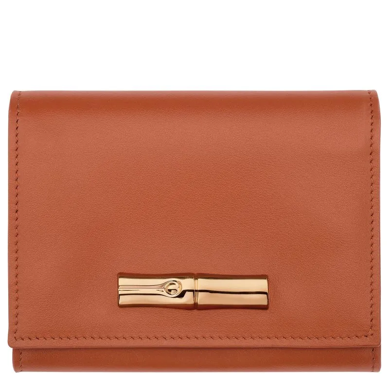 Le Roseau Compact wallet Bark - Leather