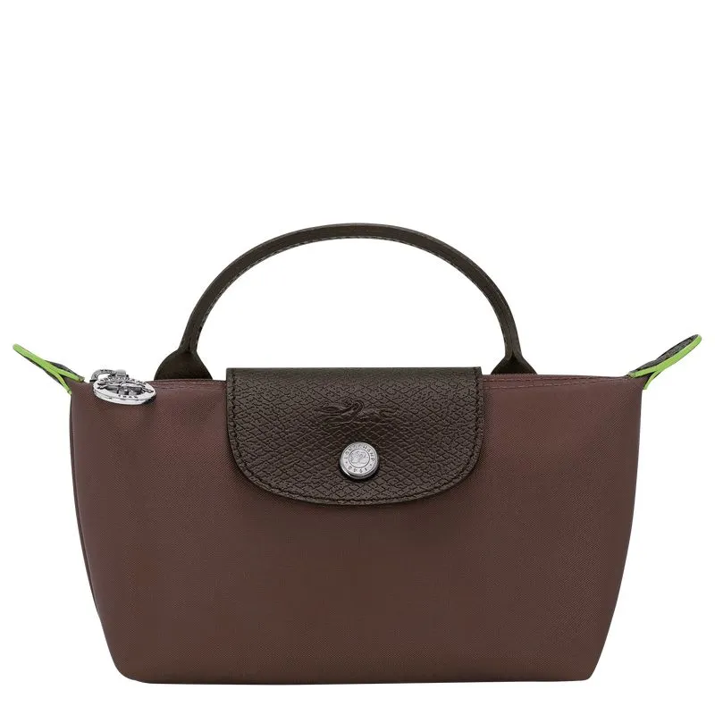 Le Pliage Green Pouch with handle Mocha - Recycled canvas
