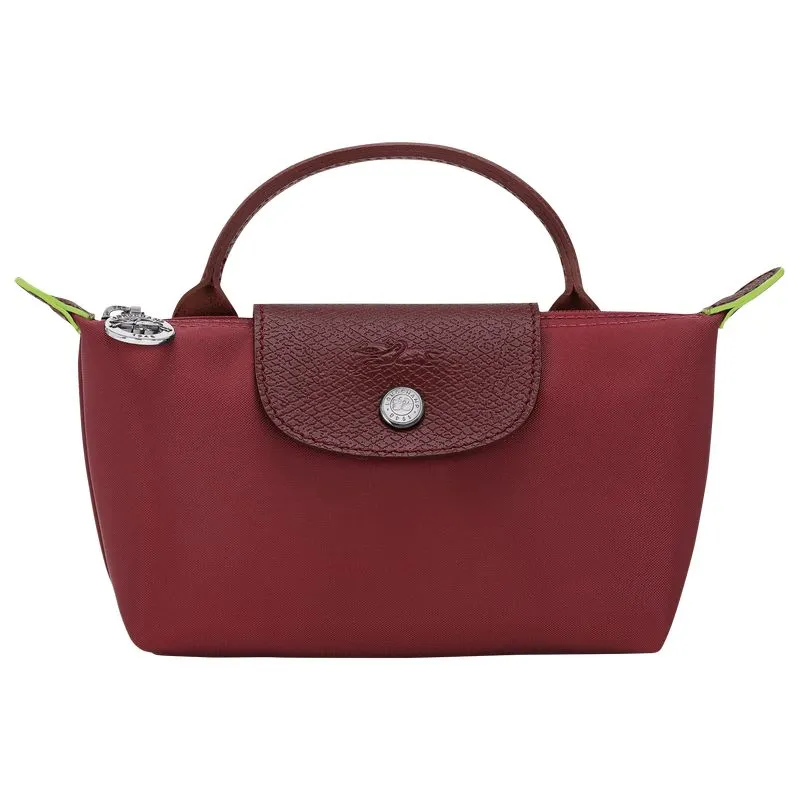 Le Pliage Green Pouch with handle Pomegranate - Recycled canvas