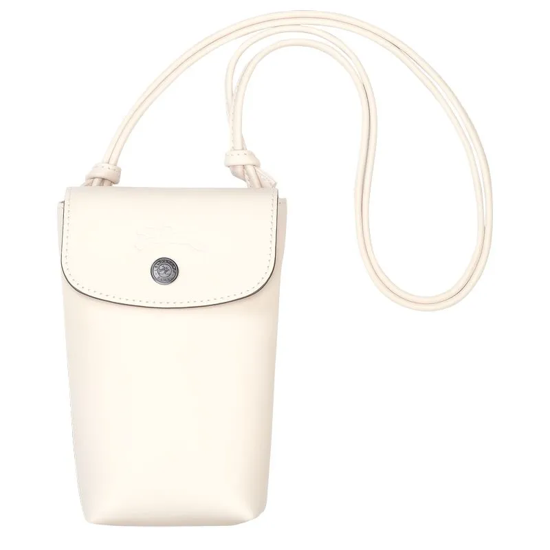 Le Pliage Xtra Phone case with leather lace Ecru - Leather