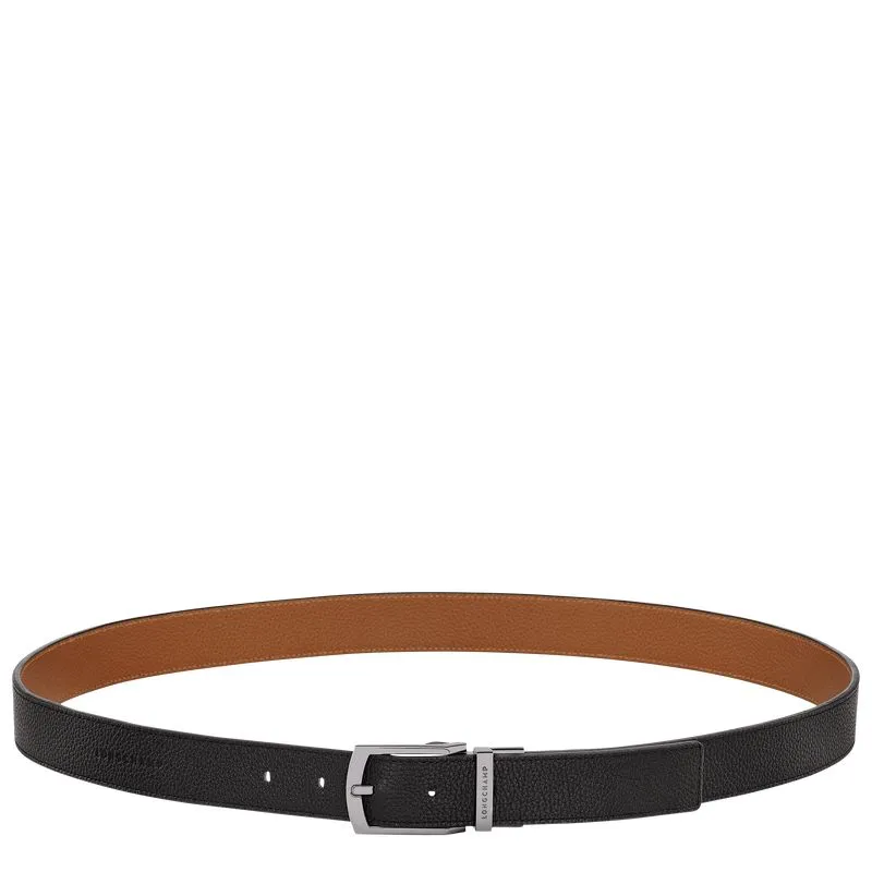 Le Foulonné Men's belt Black/Caramel - Leather