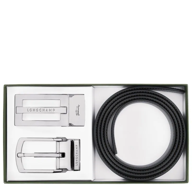 Delta Box Men's belt Black/Mocha - Leather