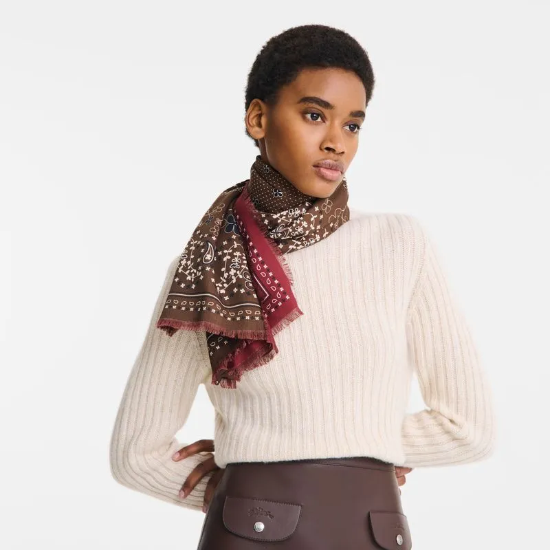French Bandana Stole Pomegranate/Chocolate - OTHER