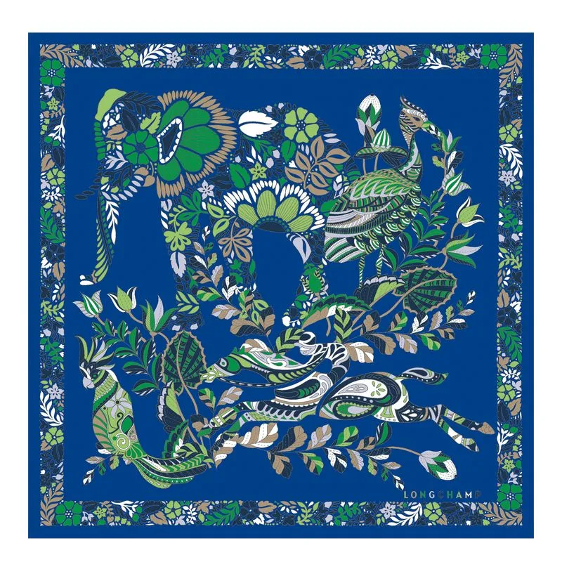 Forêt Longchamp Silk scarf 50 Bright Blue - Silk