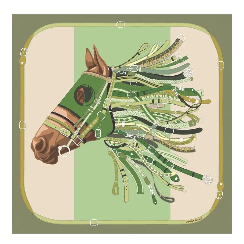 Tête de cheval Silk scarf 90 Artichoke - Silk