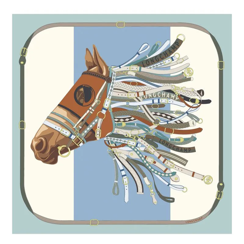 Tête de cheval Silk scarf 90 Vervain - Silk