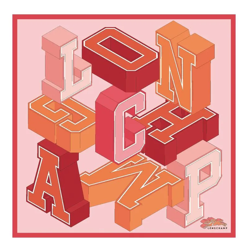 Longchamp University Silk scarf 70 Strawberry - Silk