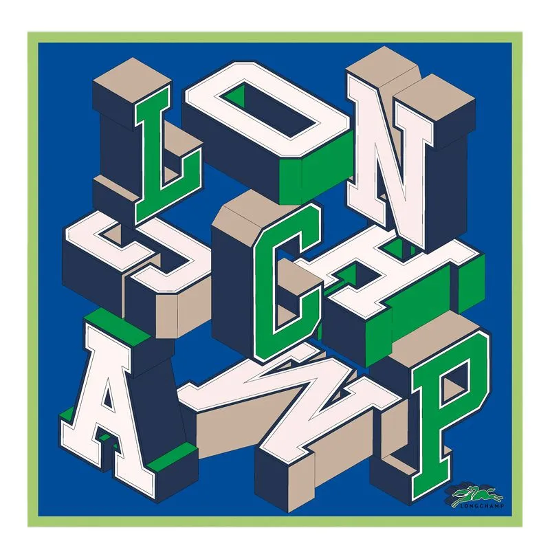 Longchamp University Silk scarf 70 Electric Blue - Silk