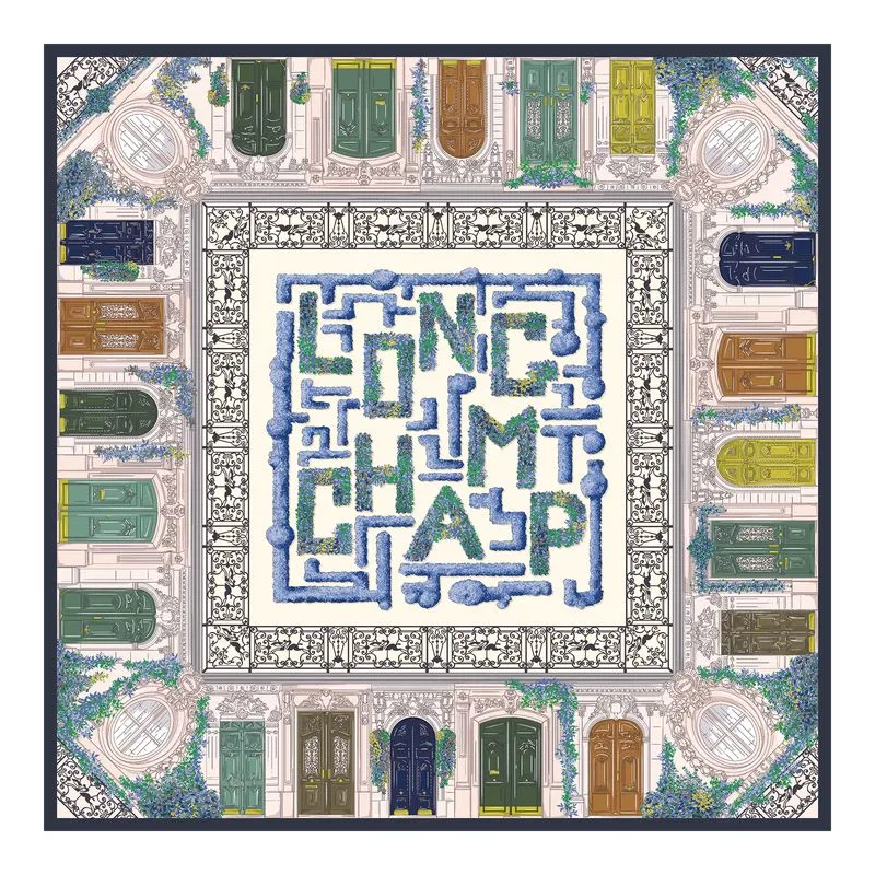 Jardin Parisien Silk scarf 90 Navy - OTHER