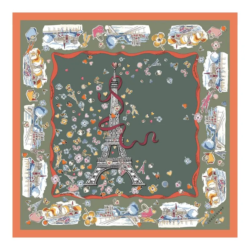 Equestrian Tower Silk scarf 50 Oregano - Silk