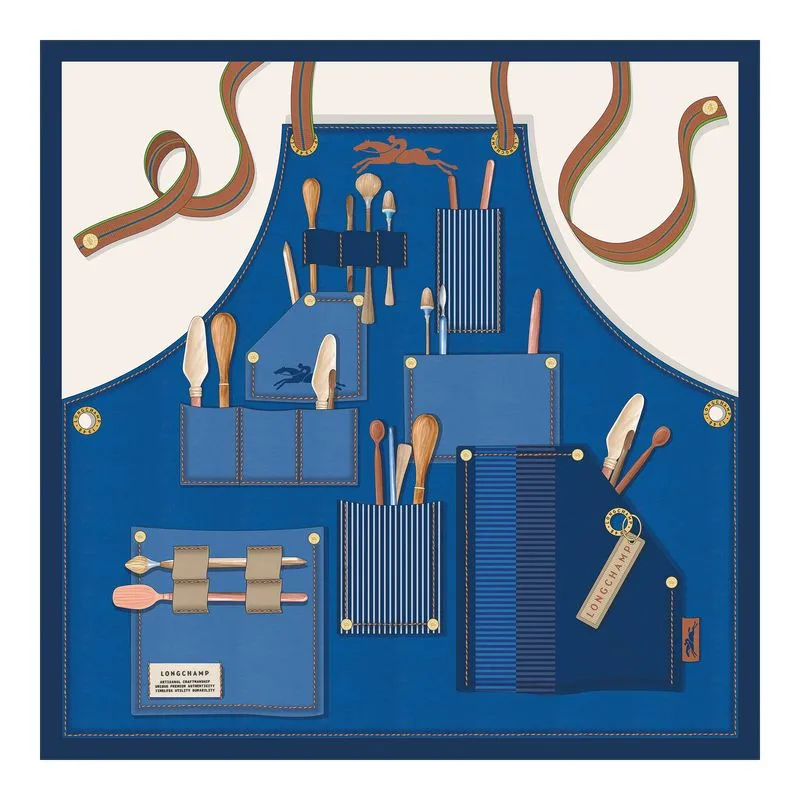 Longchamp Worker Silk scarf 50 Navy - OTHER