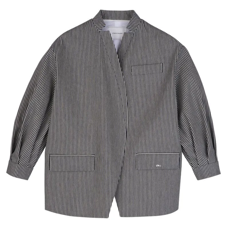 Jacket Navy - Jacquard stripes