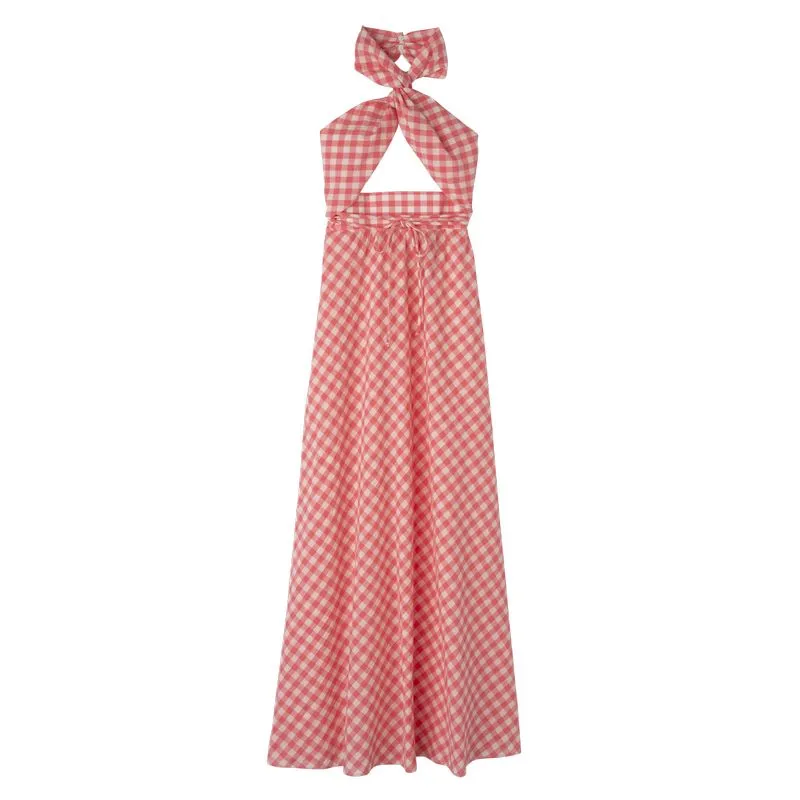 Long dress Blush - Vichy jacquard