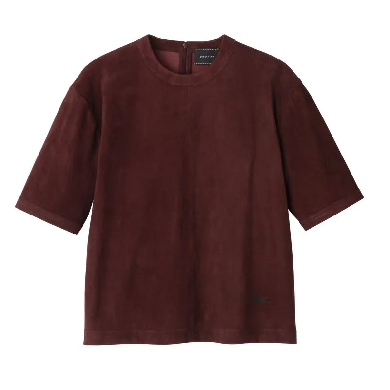 Short leather top Burgundy - Leather