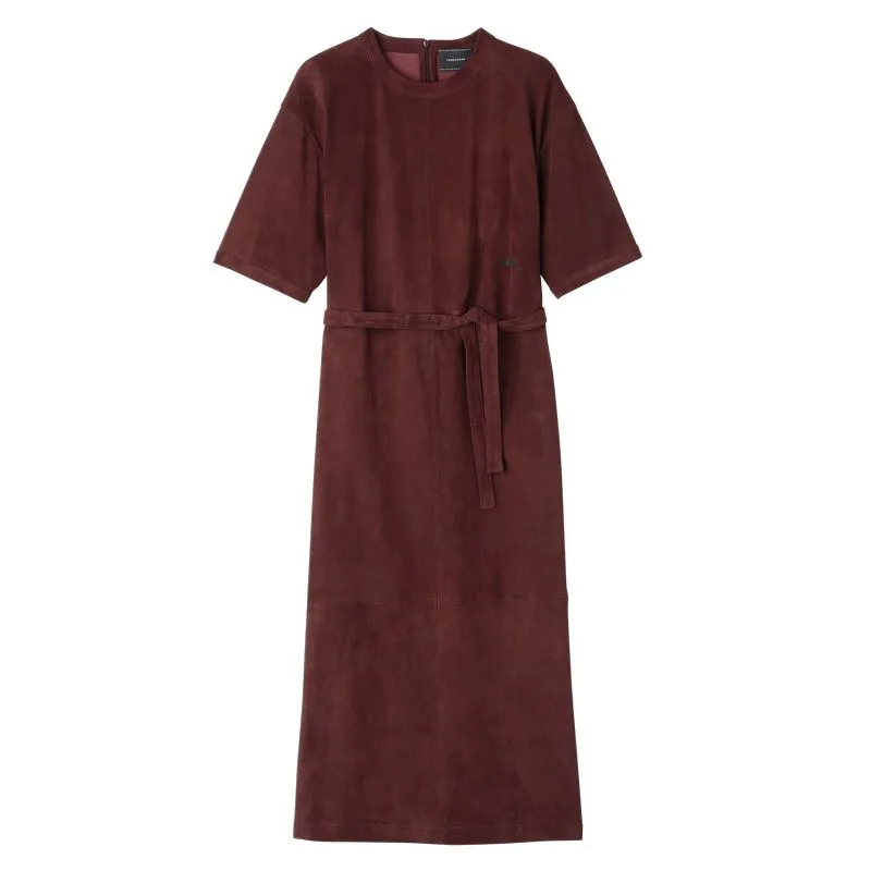 Leather long dress Burgundy - Leather