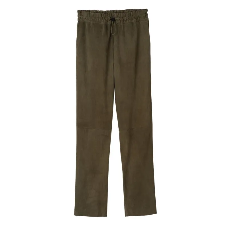 Leather straight pants Khaki - Leather