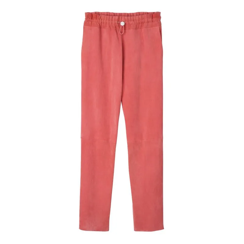 Leather straight pants Blush - Leather
