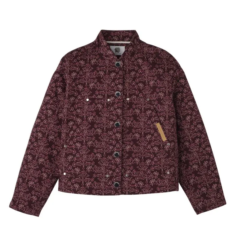 Jacket Eggplant - Printed gabardine