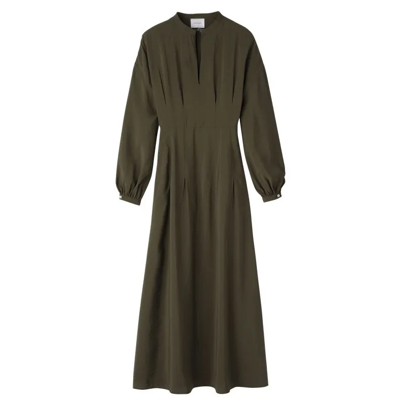 Long dress Khaki - Fluid crepe