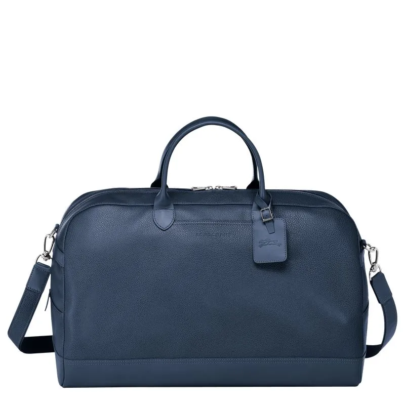 Le Foulonné L Travel bag Navy - Leather