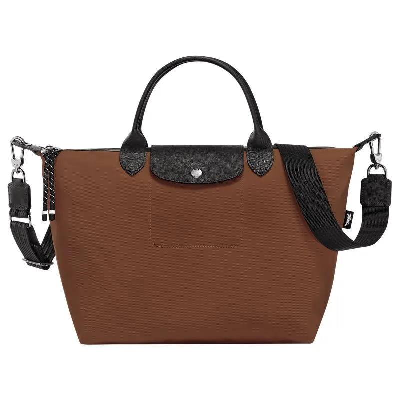 Le Pliage Energy L Handbag Chocolate - Recycled canvas