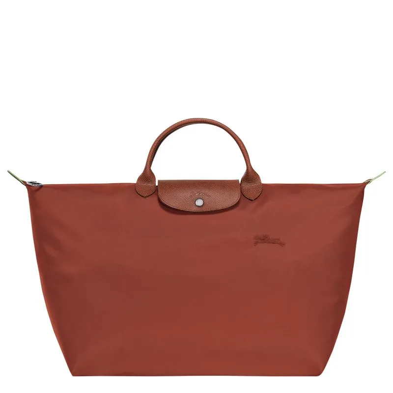 Le Pliage Green L Travel bag Chestnut - Recycled canvas