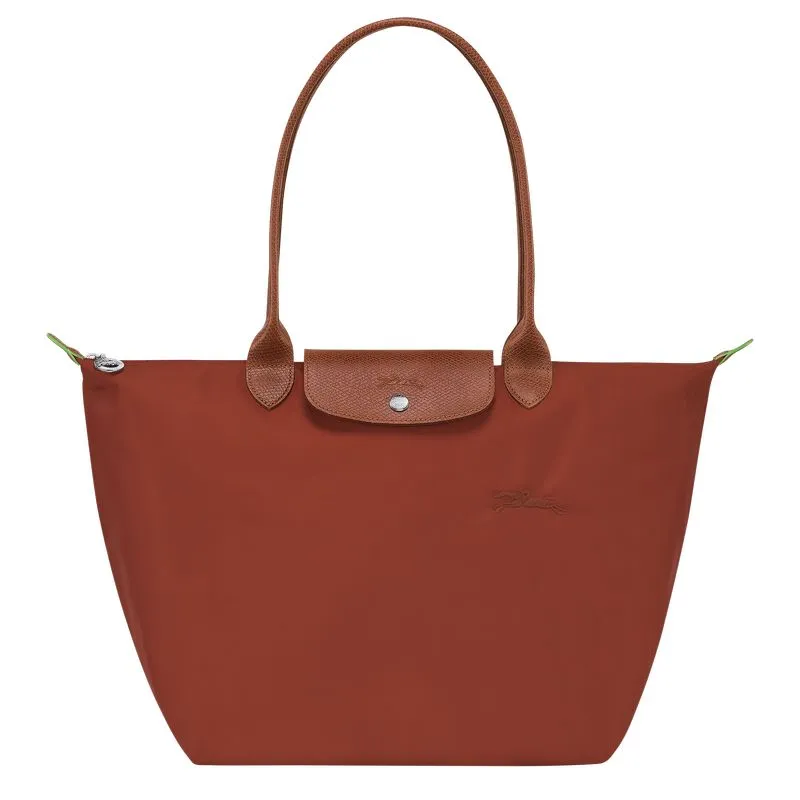 Le Pliage Green L Tote bag Chestnut - Recycled canvas