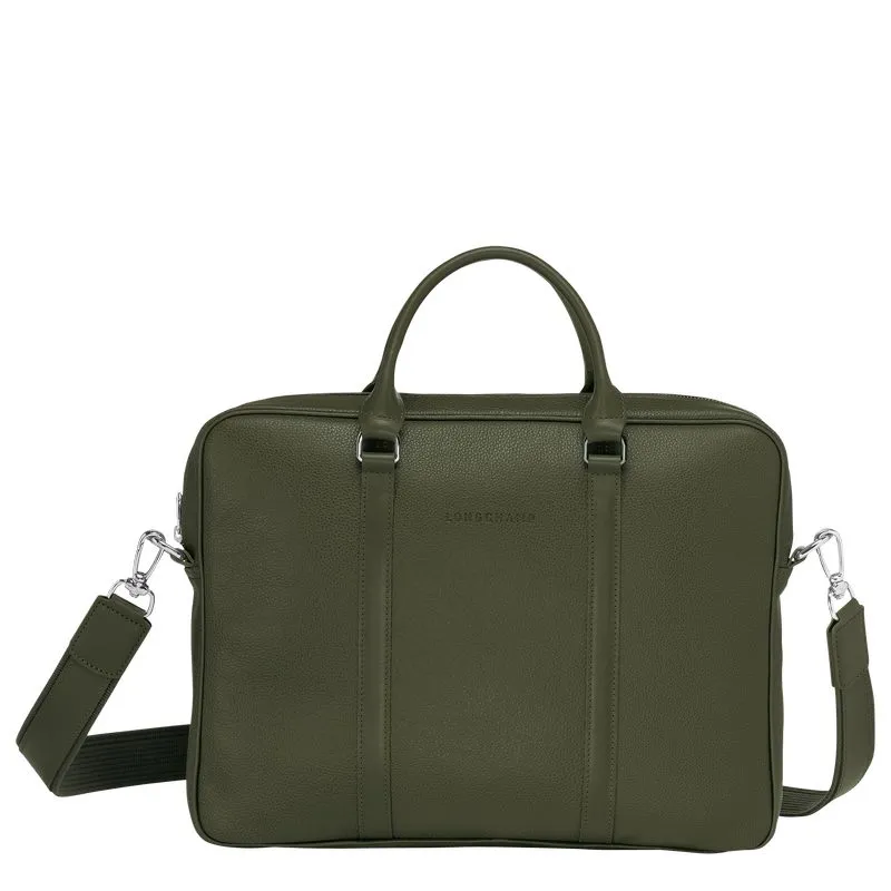 Le Foulonné XS Briefcase Khaki - Leather