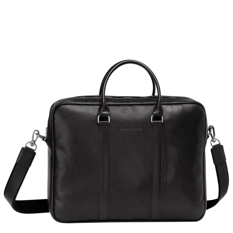 Le Foulonné M Briefcase Black - Leather