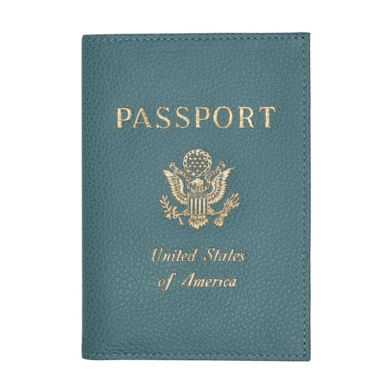 Le Foulonné Passport cover Eucalyptus - Leather
